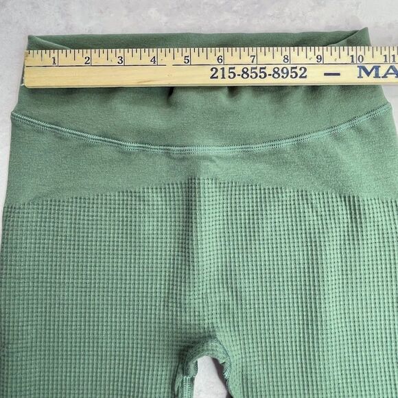 Gymshark Leggings Womens Size M Green High Rise 7/8 Waffle Texture Activewear - Picture 10 of 12